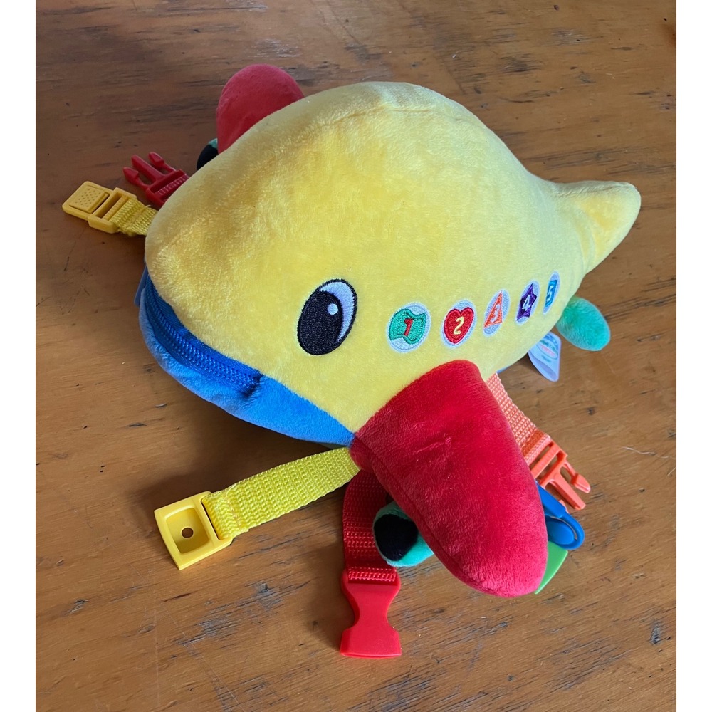 Buckle Toys Bolt Airplane Plush Toddler Toy One Size Yellow Sensory Activity